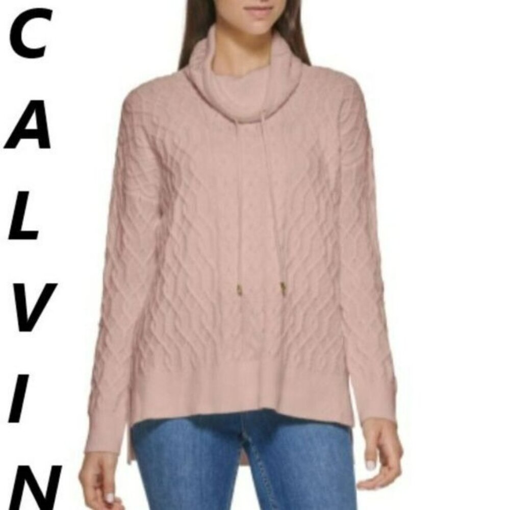 CalvinKlein Funnel Neck Mixed Knit Sweater, Sz Large, NWT